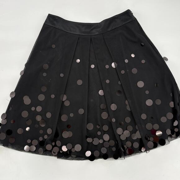 Ann Taylor Paillette Skirt 8 Black Tulle Sequin Satin Glam Cocktail - Picture 2 of 6